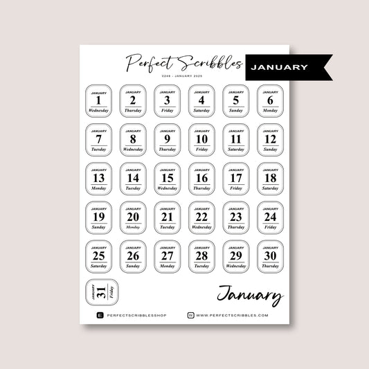 Minimal 2026 Dated Date Journaling Stickers