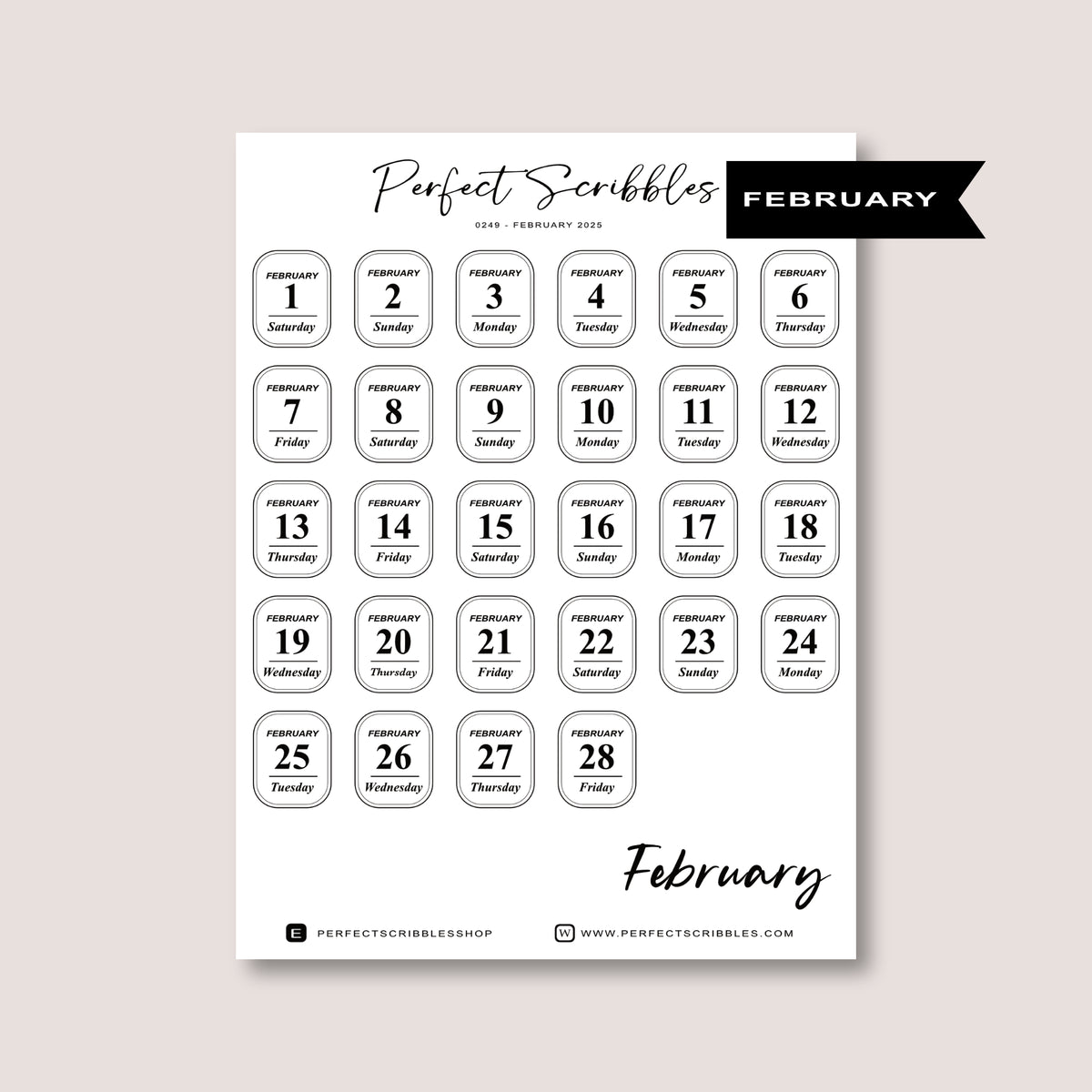 Minimal 2026 Dated Date Journaling Stickers