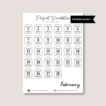 Minimal 2026 Dated Date Journaling Stickers
