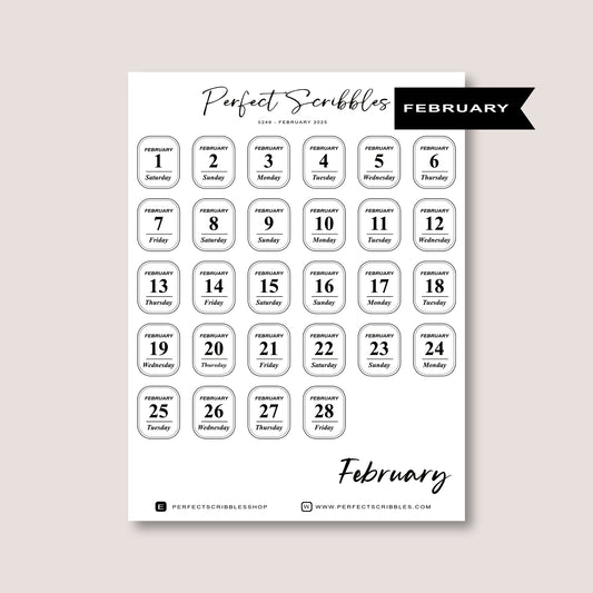 Minimal 2026 Dated Date Journaling Stickers