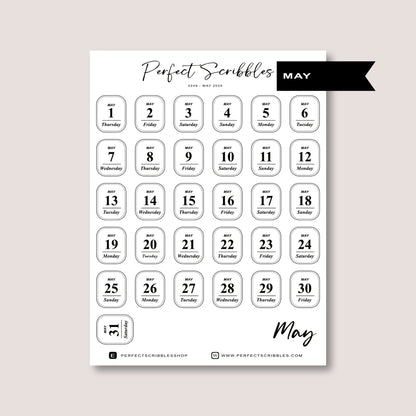 Minimal 2026 Dated Date Journaling Stickers