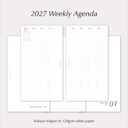 2027 Weekly Agenda Planner Inserts | Vertical | Dated Ring Planner Refill