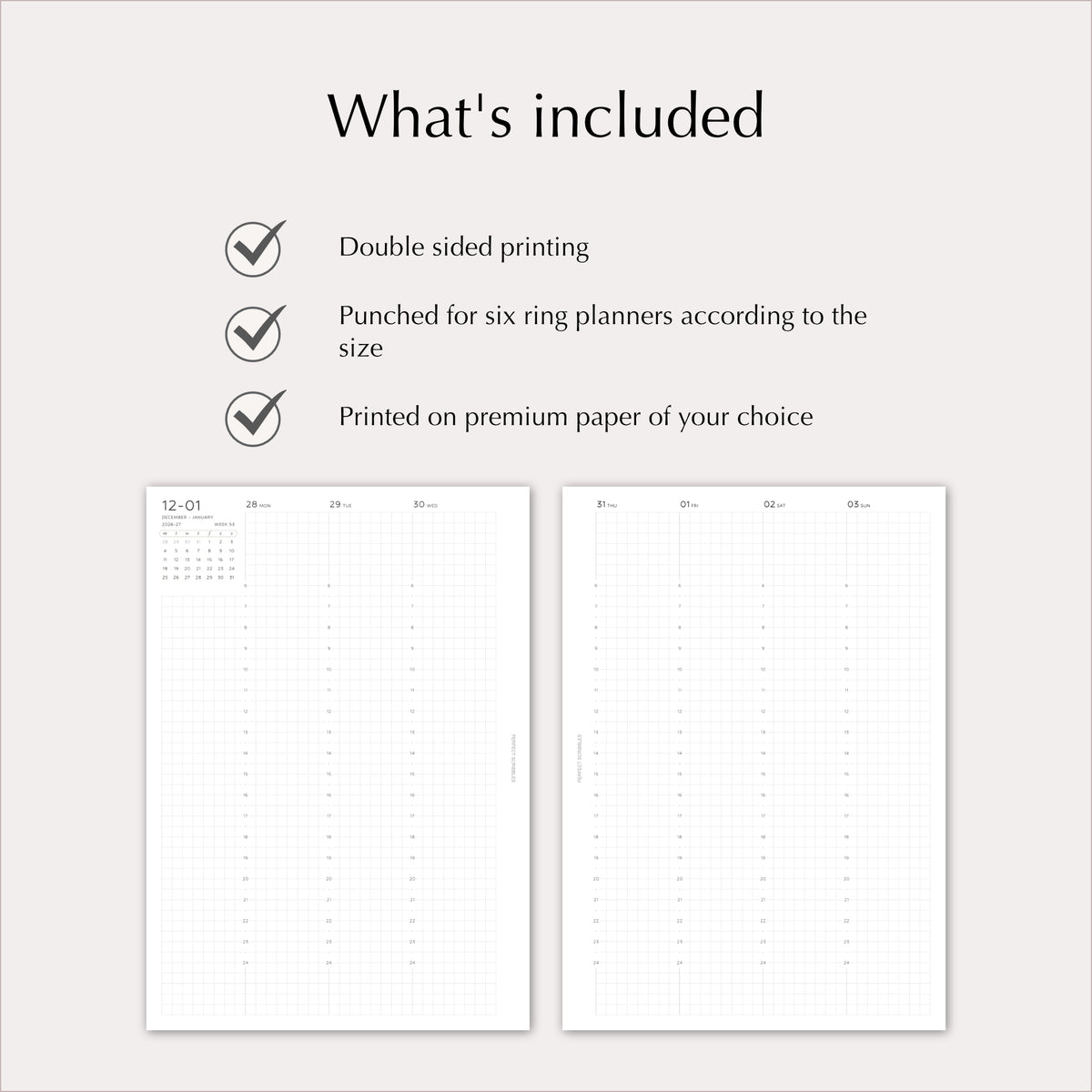 2027 Weekly Agenda Planner Inserts | Vertical | Dated Ring Planner Refill