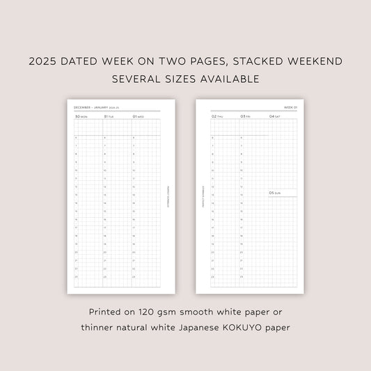2025 DATED Weekly vertical inserts | Stacked weekend