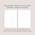 2026 DATED Vertical Weekly Planner Inserts | PRINTED