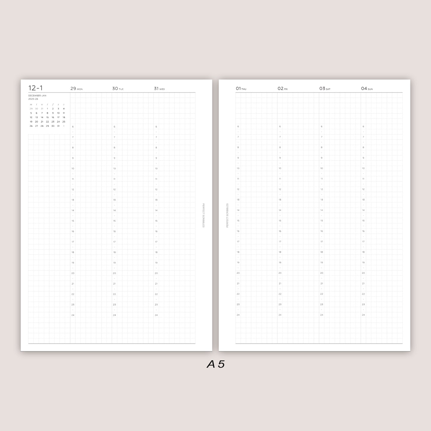 2026 DATED Vertical Weekly Planner Inserts | PRINTED
