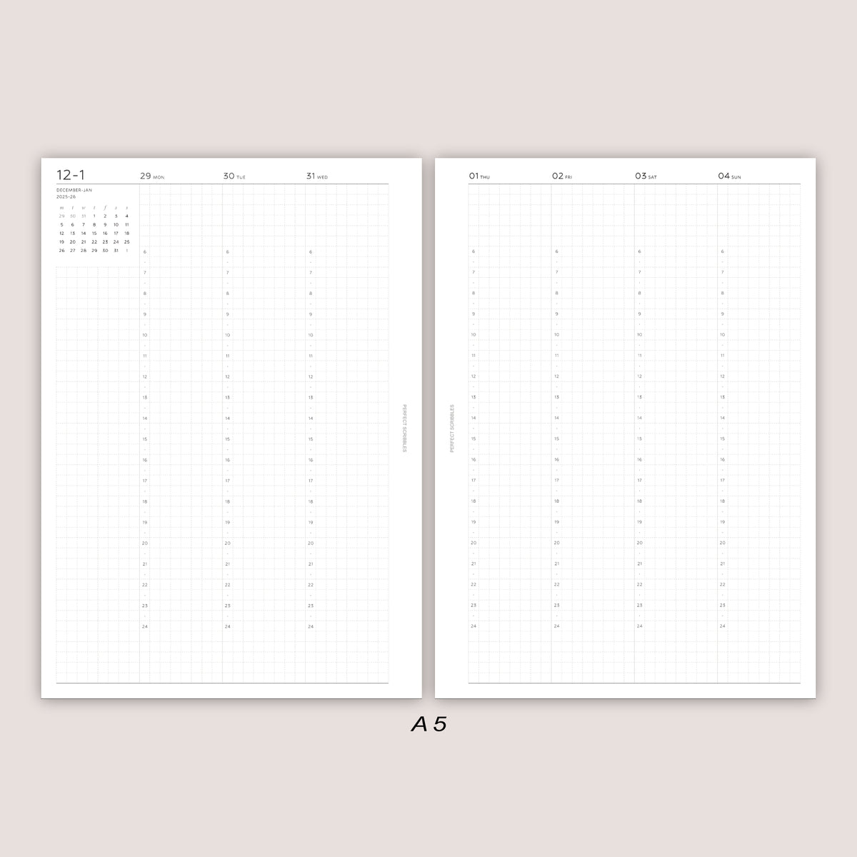 2026 DATED Vertical Weekly Planner Inserts | PRINTED