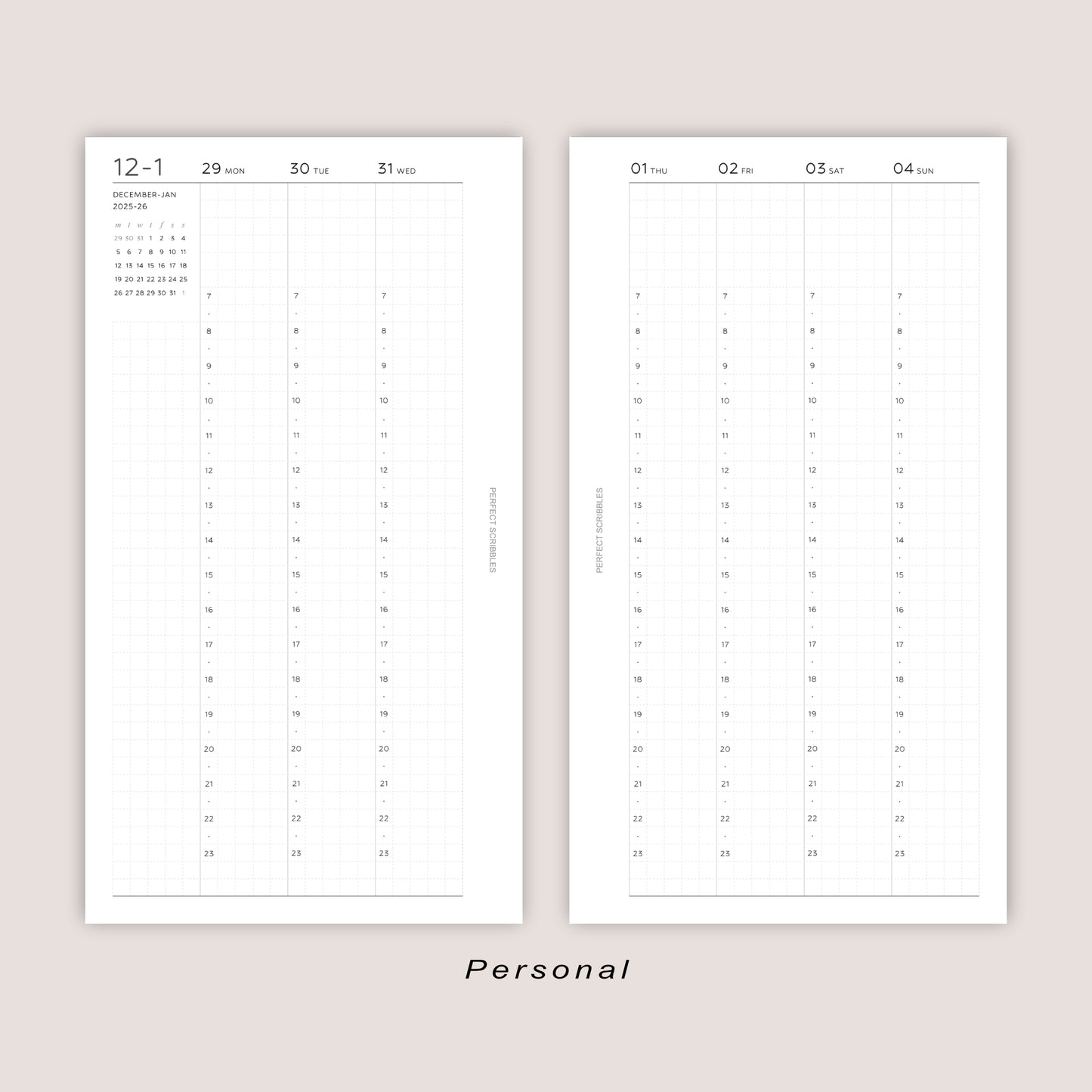 2026 DATED Vertical Weekly Planner Inserts | PRINTED