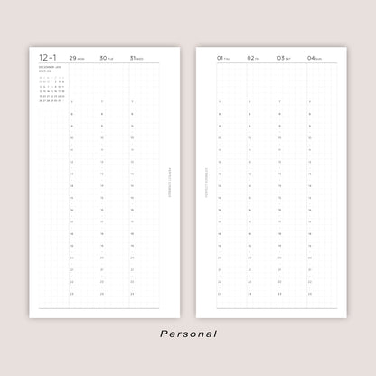 2026 DATED Vertical Weekly Planner Inserts | PRINTED