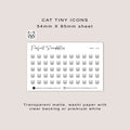 CAT tiny icon planner stickers | Minimal | Credit card size sheet