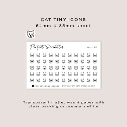 CAT tiny icon planner stickers | Minimal | Credit card size sheet