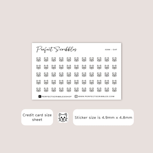 CAT tiny icon planner stickers | Minimal | Credit card size sheet