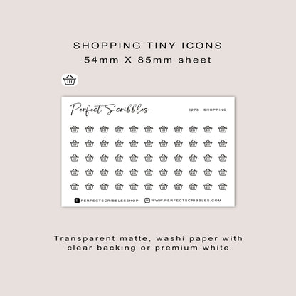 SHOPPING tiny icon planner stickers | Minimal | Credit card size sheet