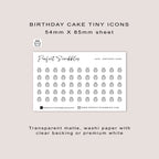 BIRTHDAY CAKE tiny icon planner stickers | Minimal | Credit card size sheet