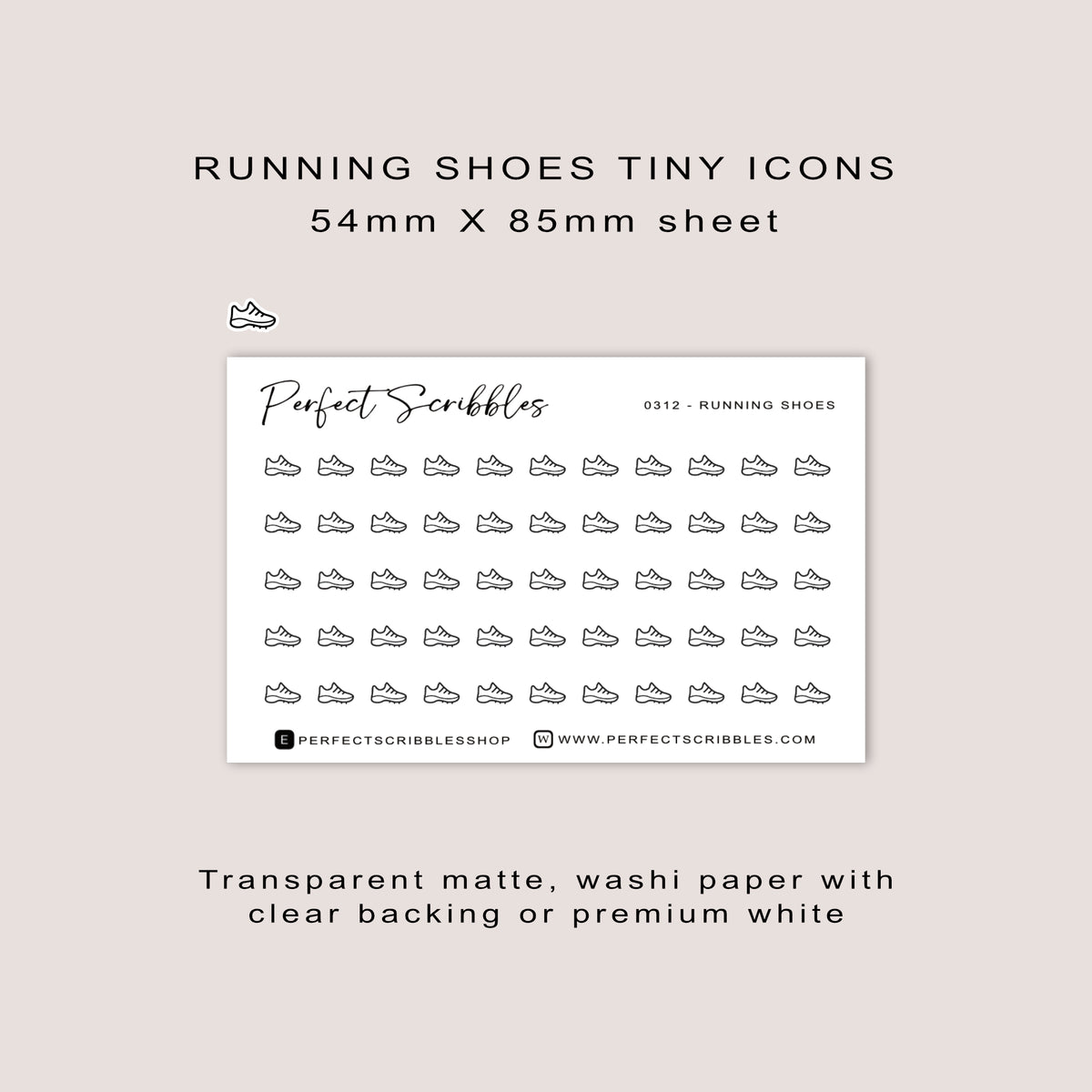RUNNING SHOES tiny icon planner stickers | Minimal | Credit card size sheet