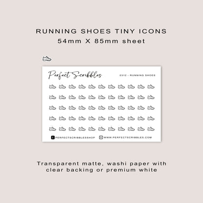 RUNNING SHOES tiny icon planner stickers | Minimal | Credit card size sheet