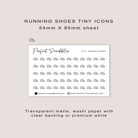 RUNNING SHOES tiny icon planner stickers | Minimal | Credit card size sheet