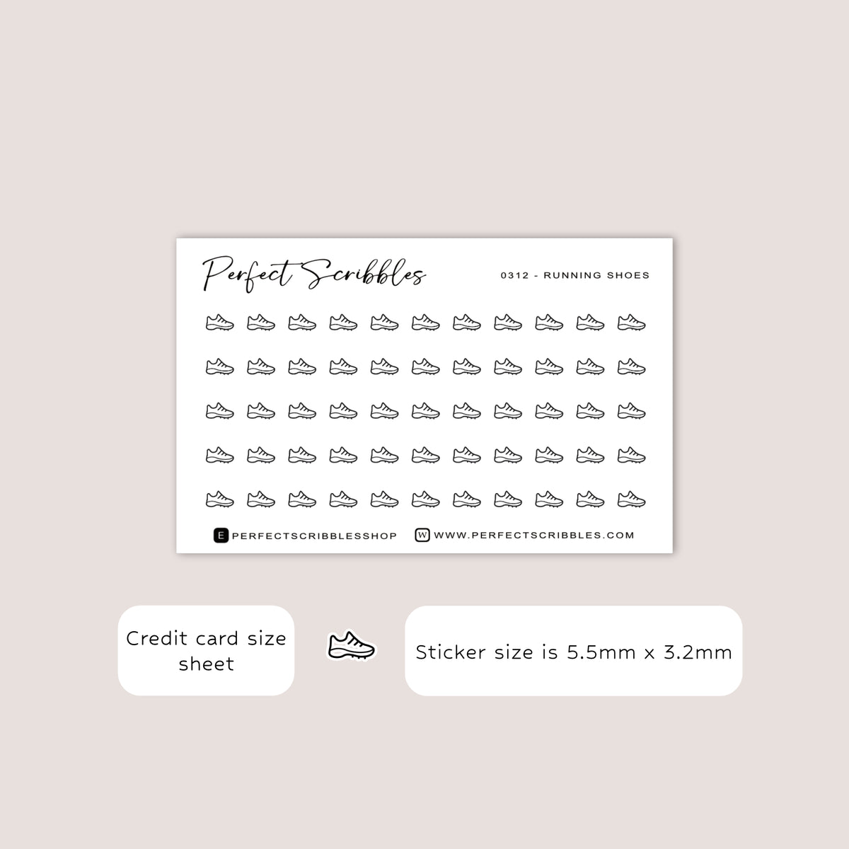 RUNNING SHOES tiny icon planner stickers | Minimal | Credit card size sheet