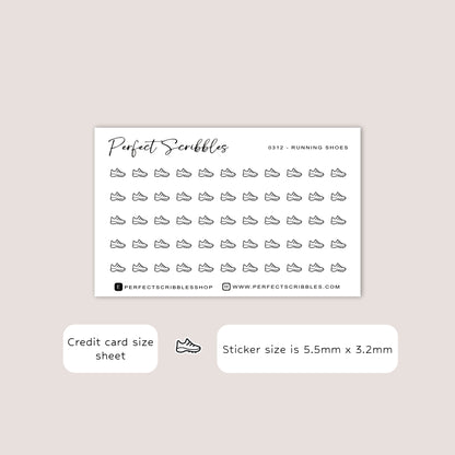 RUNNING SHOES tiny icon planner stickers | Minimal | Credit card size sheet