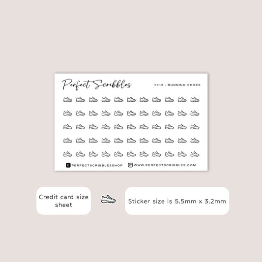 RUNNING SHOES tiny icon planner stickers | Minimal | Credit card size sheet
