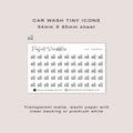 CAR WASH tiny icon planner stickers | Minimal | Credit card size sheet