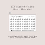 CAR WASH tiny icon planner stickers | Minimal | Credit card size sheet