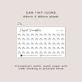 CAR tiny icon planner stickers | Minimal | Credit card size sheet