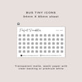 BUS tiny icon planner stickers | Minimal | Credit card size sheet