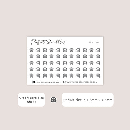 BUS tiny icon planner stickers | Minimal | Credit card size sheet