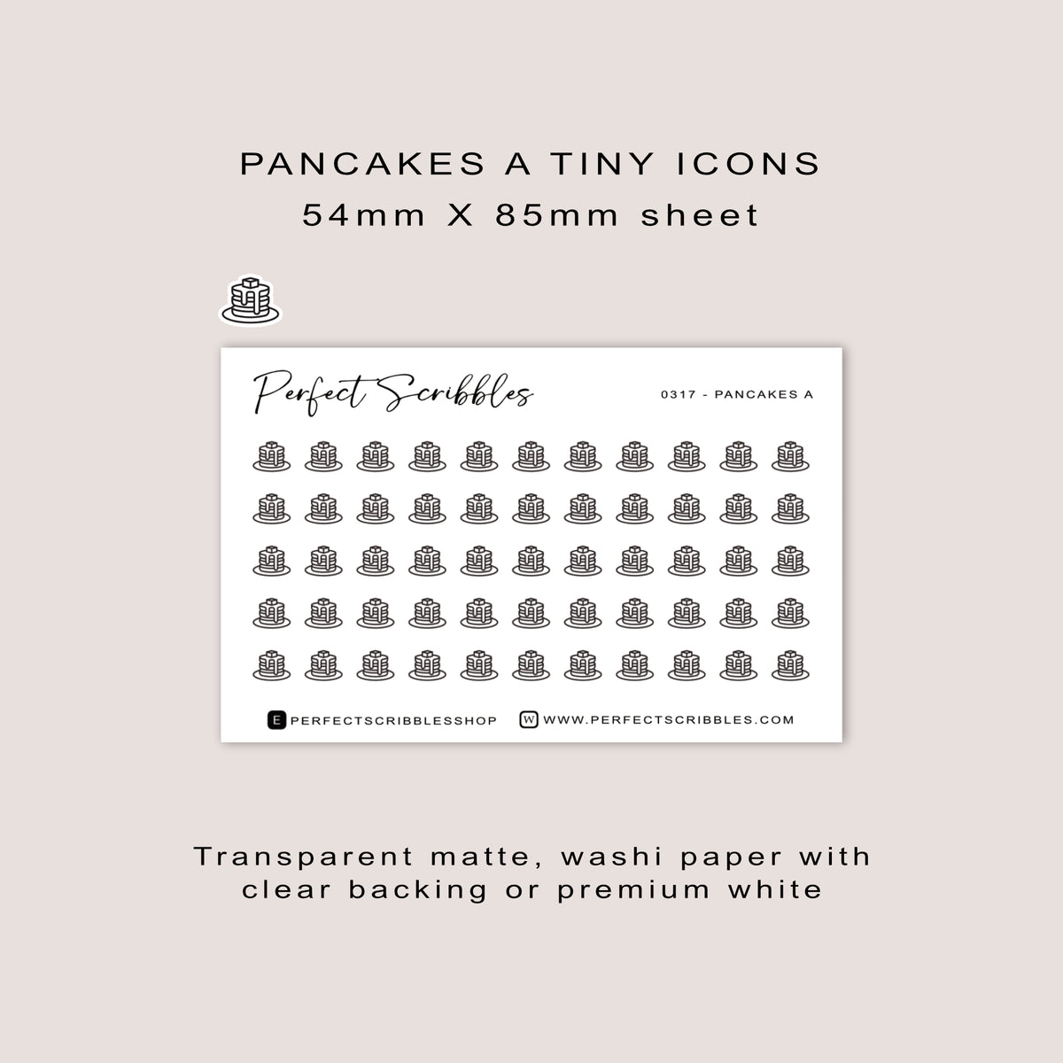 PANCAKES A tiny icon planner stickers | Minimal | Credit card size sheet