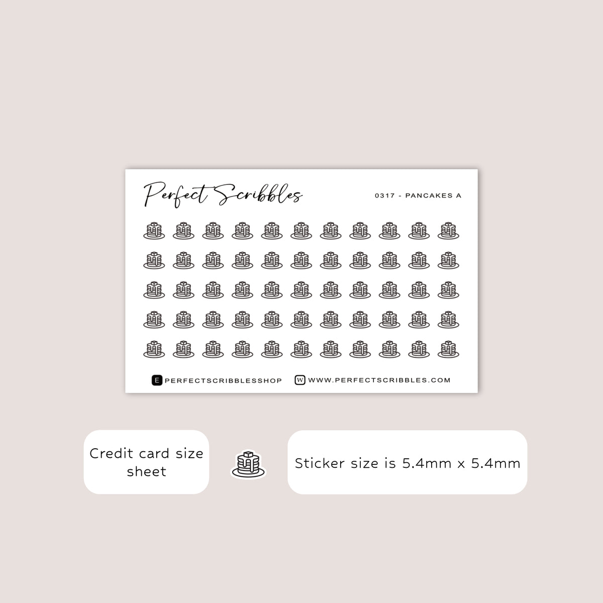 PANCAKES A tiny icon planner stickers | Minimal | Credit card size sheet