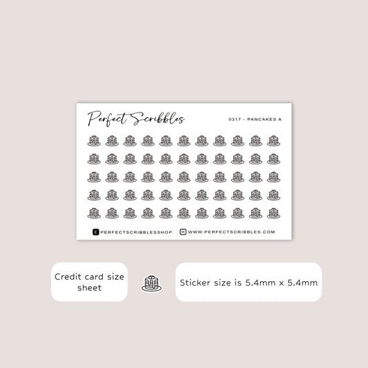 PANCAKES A tiny icon planner stickers | Minimal | Credit card size sheet