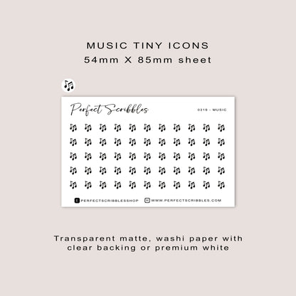 MUSIC tiny icon planner stickers | Minimal | Credit card size sheet
