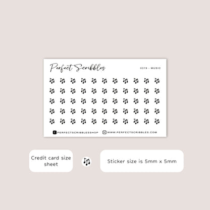 MUSIC tiny icon planner stickers | Minimal | Credit card size sheet