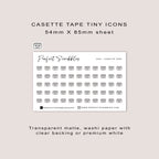 CASETTE TAPE tiny icon planner stickers | Minimal | Credit card size sheet