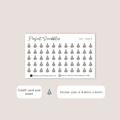 YOGA A tiny icon planner stickers | Minimal | Credit card size sheet