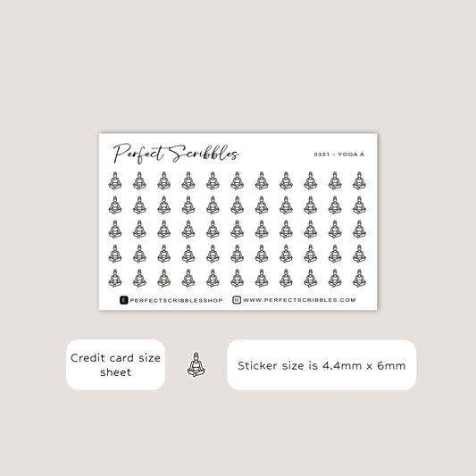 YOGA A tiny icon planner stickers | Minimal | Credit card size sheet