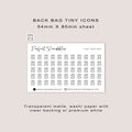 BACK BAG tiny icon planner stickers | Minimal | Credit card size sheet