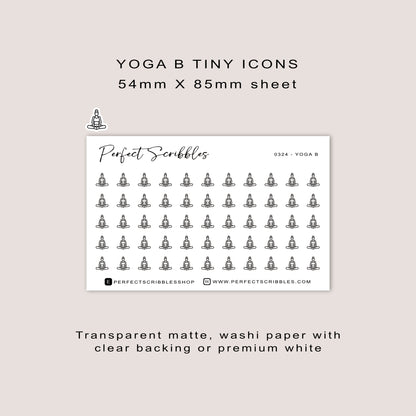 YOGA B tiny icon planner stickers | Minimal | Credit card size sheet