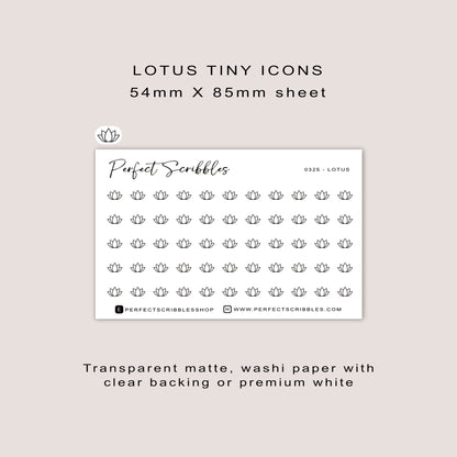LOTUS tiny icon planner stickers | Minimal | Credit card size sheet
