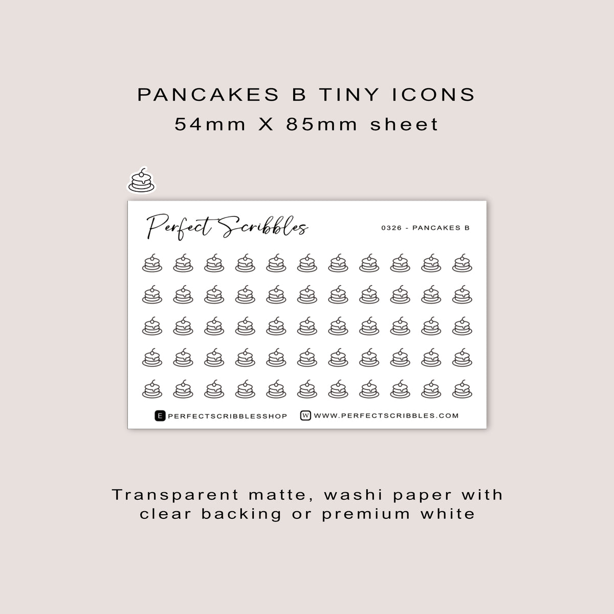 PANCAKES B tiny icon planner stickers | Minimal | Credit card size sheet