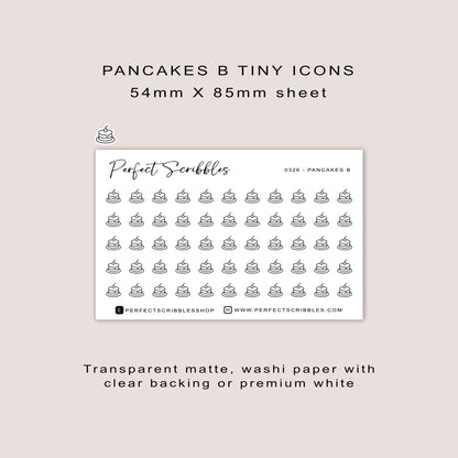 PANCAKES B tiny icon planner stickers | Minimal | Credit card size sheet