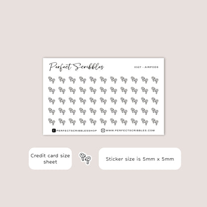 AIRPODS tiny icon planner stickers | Minimal | Credit card size sheet