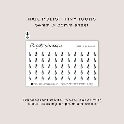 NAIL POLISH tiny icon planner stickers | Minimal | Credit card size sheet