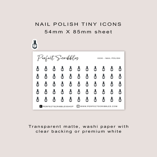 NAIL POLISH tiny icon planner stickers | Minimal | Credit card size sheet
