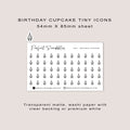 BIRTHDAY CUPCAKE tiny icon planner stickers | Minimal | Credit card size sheet