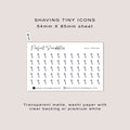 SHAVING tiny icon planner stickers | Minimal | Credit card size sheet