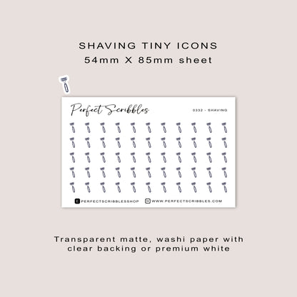 SHAVING tiny icon planner stickers | Minimal | Credit card size sheet