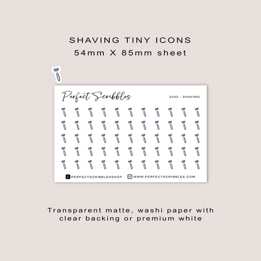 SHAVING tiny icon planner stickers | Minimal | Credit card size sheet