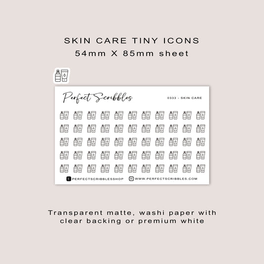 SKIN CARE tiny icon planner stickers | Minimal | Credit card size sheet